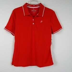 Dink Up Brand Polo Shirt Women's Size S Red Wine Bottle Logo Short Sleeve